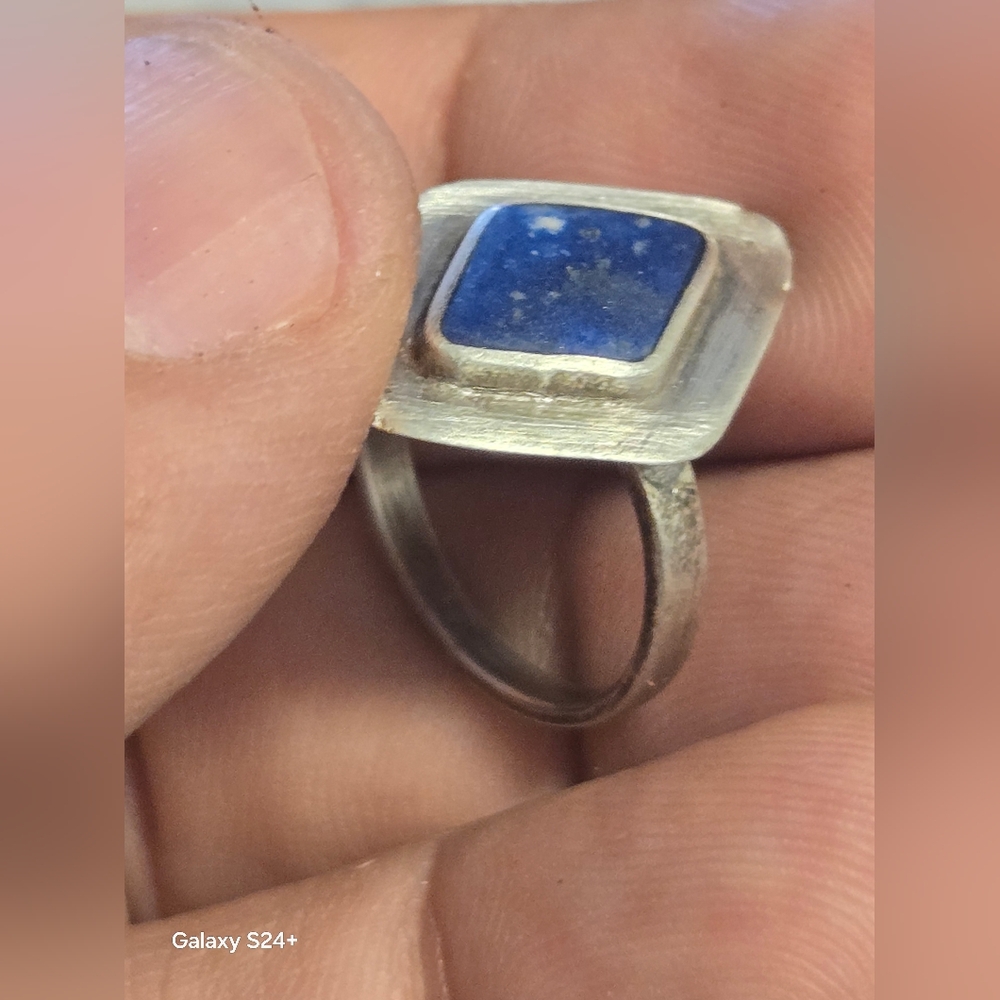 Silver Ring with Blue Stone Lapis Lazuli Gr 6